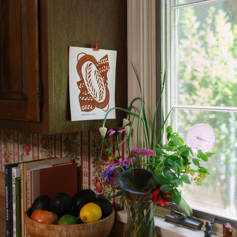 Screen Printed Natural Bread Sponge Cloth