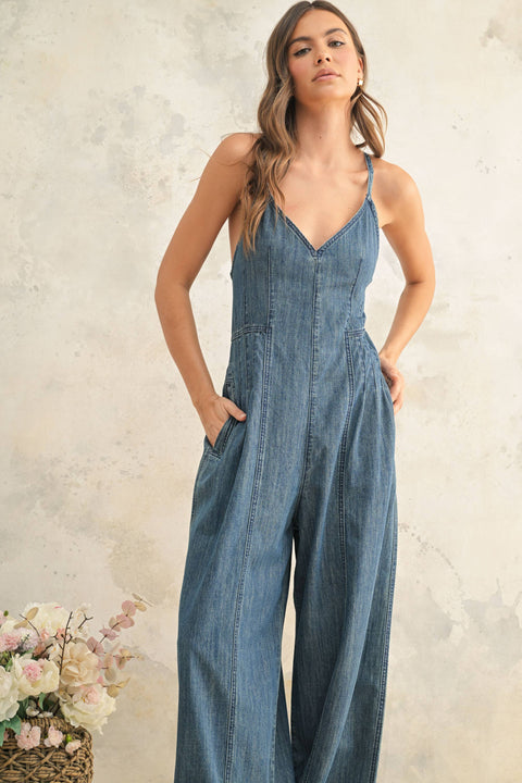 Chambray Fabric Jumpsuit