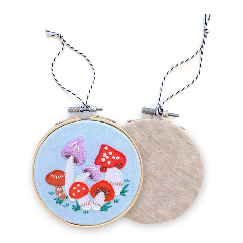 Holiday Decor: Mushroom Embroidered Christmas Ornament Kit