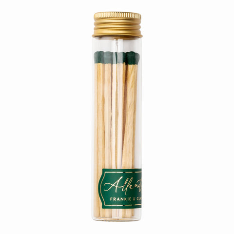 Tall Glass Match Jar – Forest Green