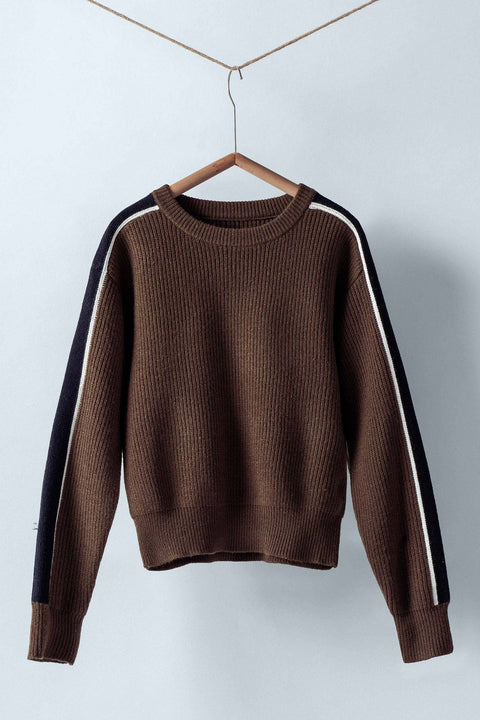 Contrast Stripe Ribbed Sweater