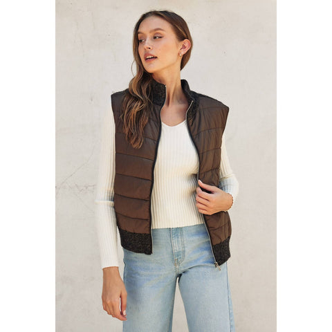 Sherpa and Puff Contrast Vest