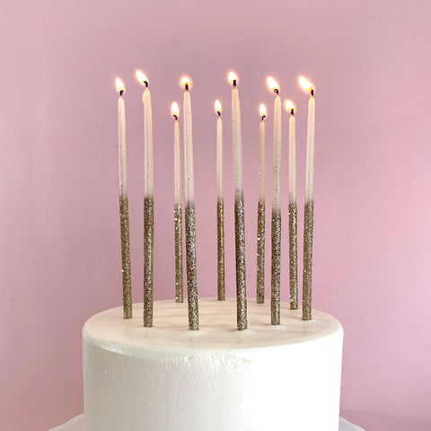 Glitter Wish 3" Beeswax Candles - Gold - Set of 10