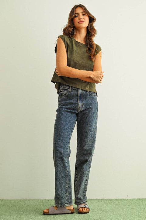ROUND NECK SLUB TOP