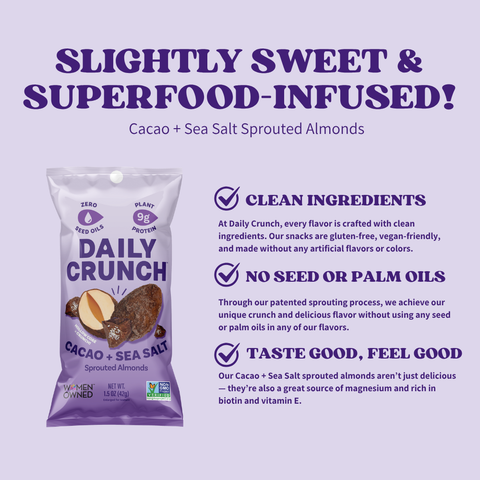 Cocoa + Sea Salt Sprouted Almonds, 1.5oz Single Serve
