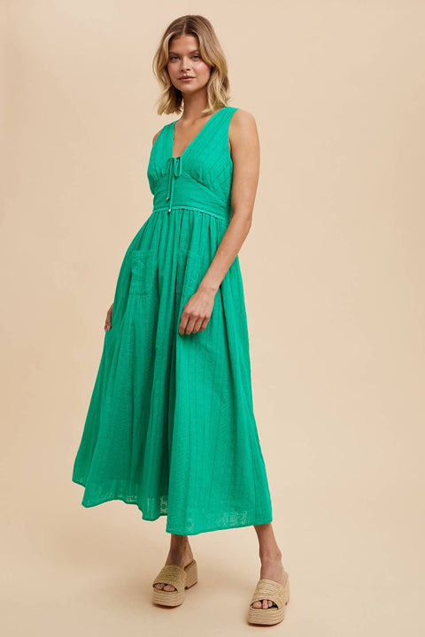 COTTON EYELET SLEEVELESS DRESS