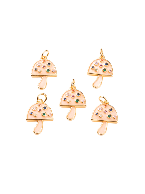 Gold & Pearlescent Embellished Mushroom Charm