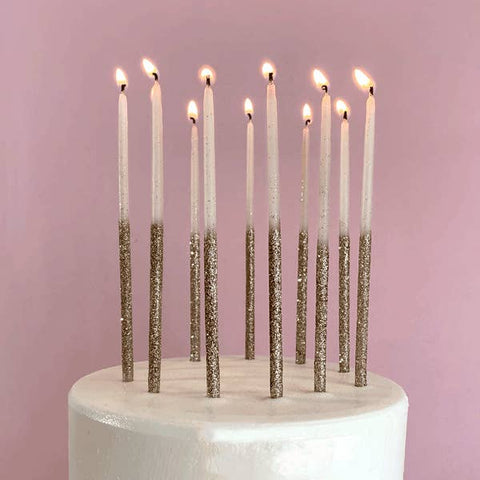 Glitter Wish 6" Beeswax Candles - Gold - Set of 6