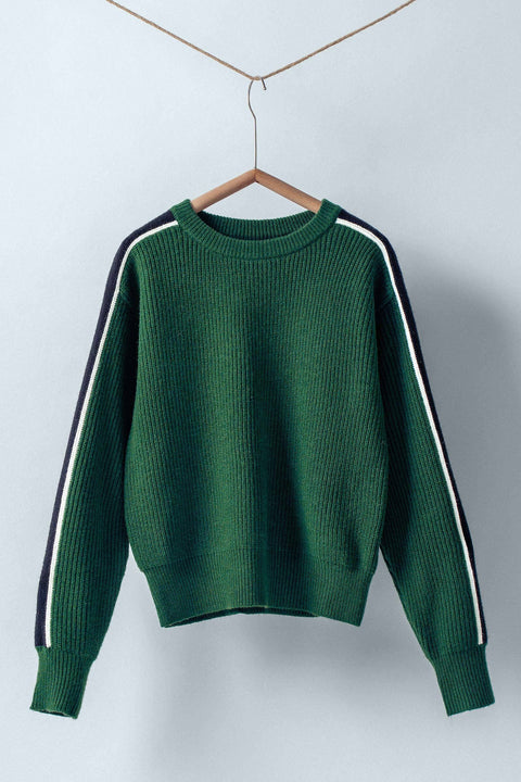 Contrast Stripe Ribbed Sweater