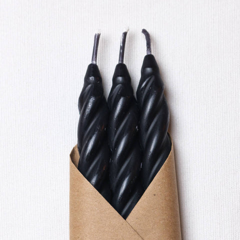 Black Beeswax Taper Candles | Set of 3