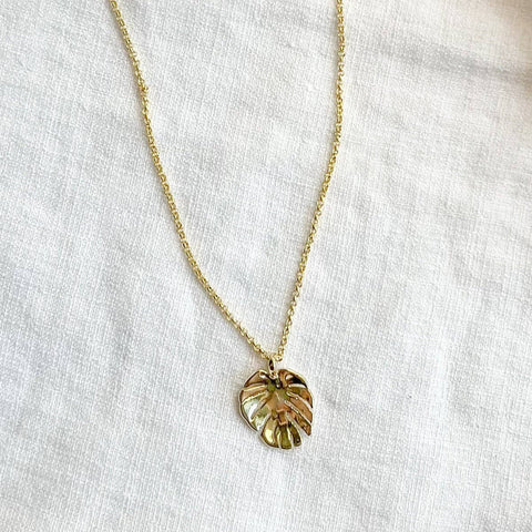 Gold Plated Monstera Necklace