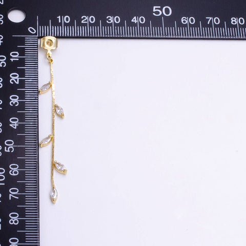 16K Gold Filled Marquise Leaf Drop Stud Drop Earrings