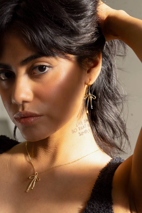 Bad to the Bow Earrings - 18K Gold Plated