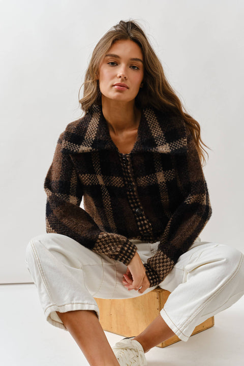 Plaid Button Down Cardigan