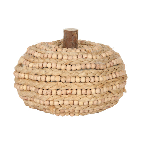8" Braided Pumpkin With Wood Beads