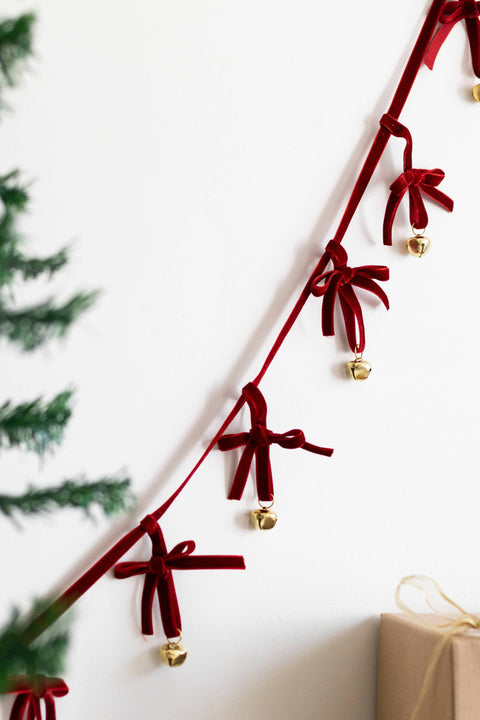 Christmas Velvet Chain Ribbon Bells
