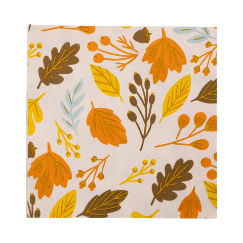 Foiled Harvest Leaves Cocktail Napkin