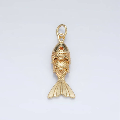 24K Gold Filled Textured Fish Charm