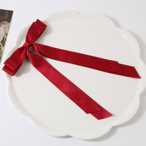 Double Layered Bow Hair Clip Red