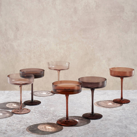 Venus Ribbed Champagne Coupe Set of 6