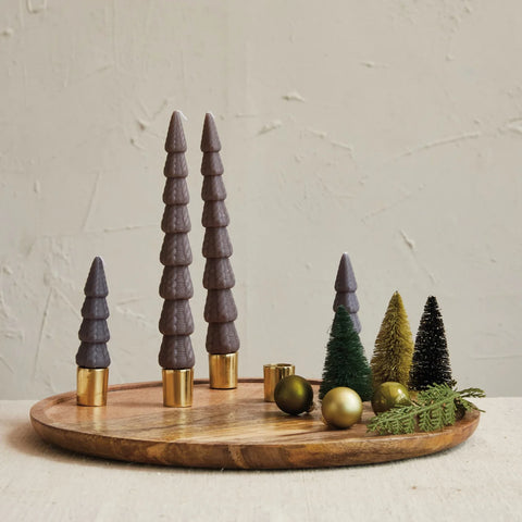 Decorative Mango Wood & Metal Taper Holder
