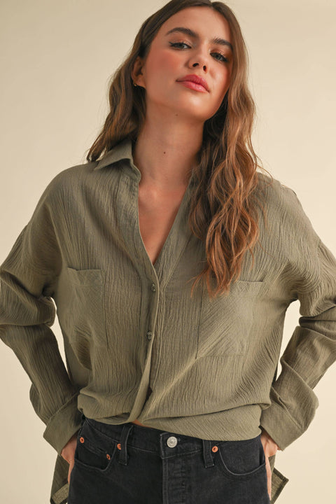 Olive Buttondown Basic Cotton Shirt