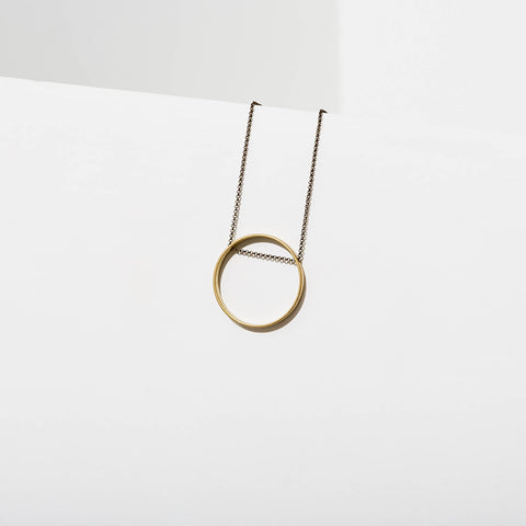 Brass Circle Horizon Pendant Necklace