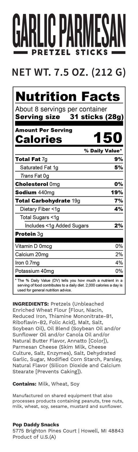 Pop Daddy Garlic Parmesan Seasoned Pretzels 7.5oz