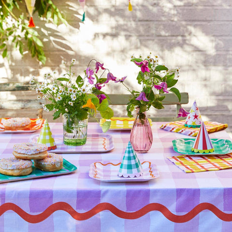 Multicolored Square Summer Plates | 12 Pack |
