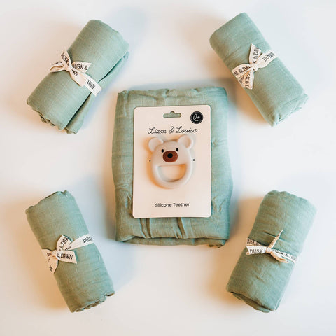 Sage Green Newborn Baby Bundle -2 Piece Baby Shower Gift Set