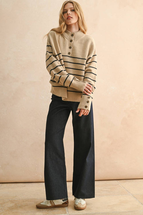 Striped Button Up Sweater