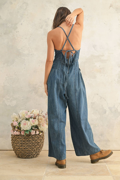 Chambray Fabric Jumpsuit