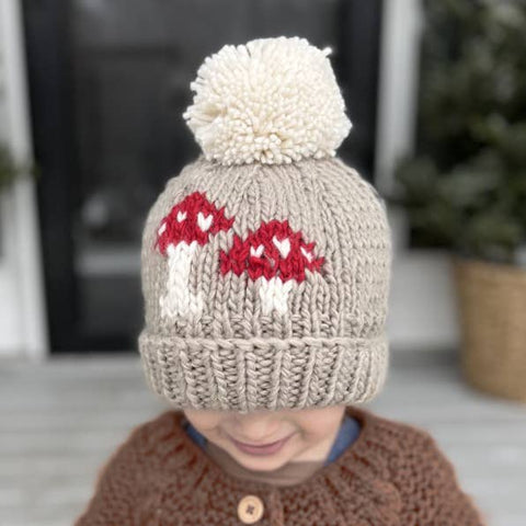 Mushroom Hand Knit Beanie Hat