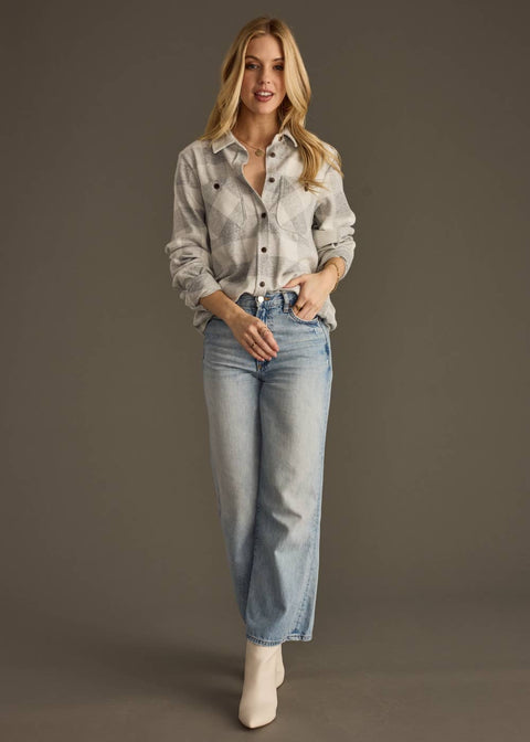 Lt. Gray & White Plaid Button Up