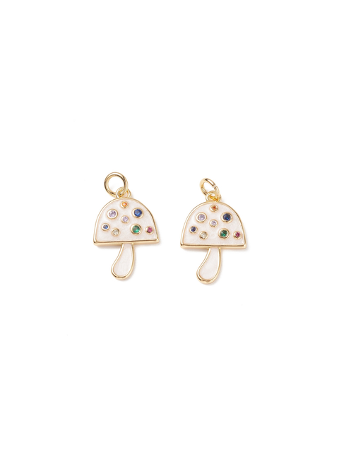 Gold & Pearlescent Embellished Mushroom Charm