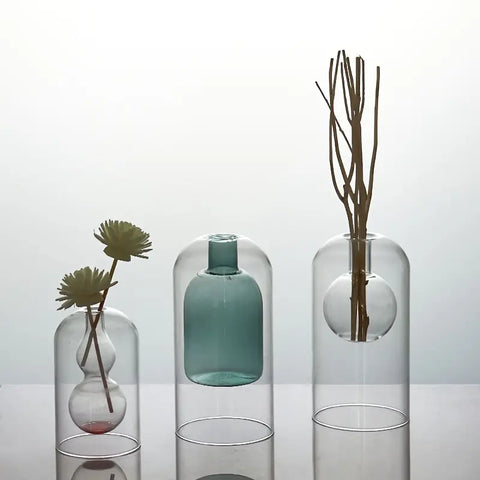 Blue Hydroponic Glass Propagation Vase