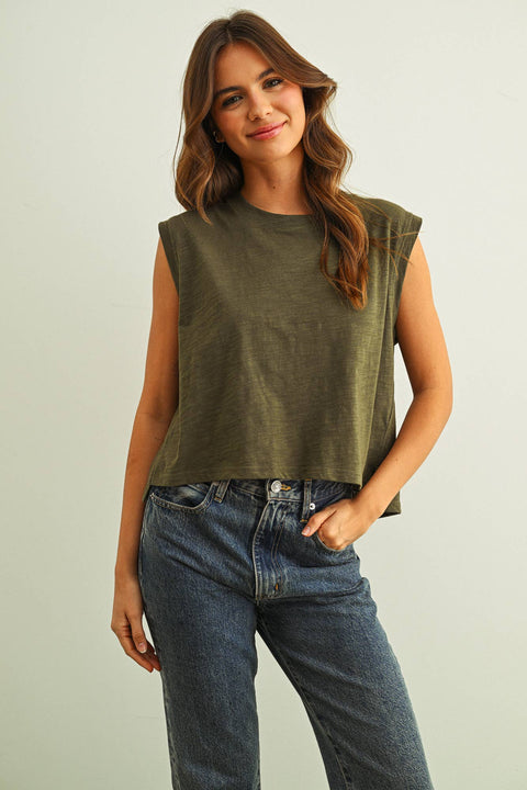 ROUND NECK SLUB TOP