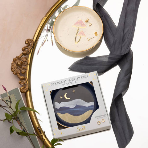 Jewelry Dish & Stud Earring Set - Hummingbird/Lavender