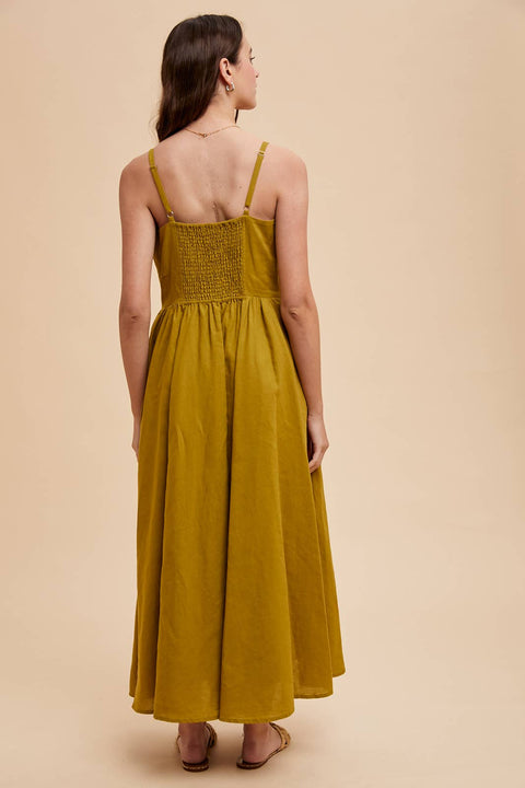 LINEN BLEND BUTTON DRESS