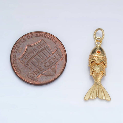 24K Gold Filled Textured Fish Charm