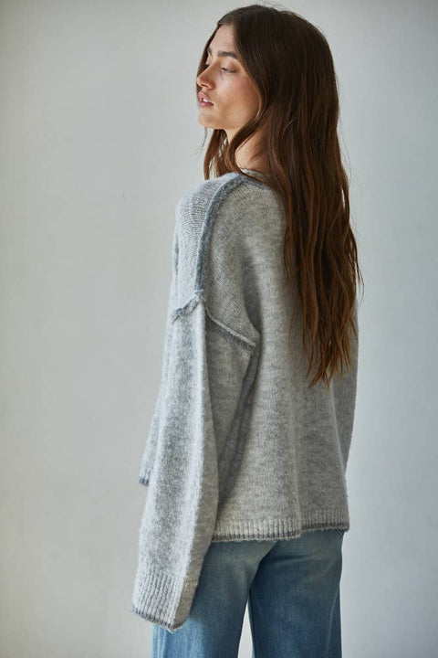 Knit Sweater Crew Neck With Rolled Edge