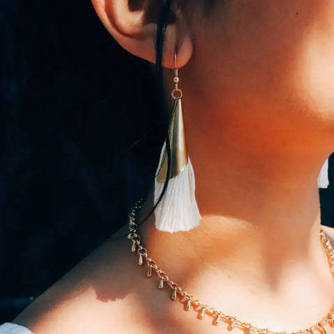 Cream Fringe Earrings