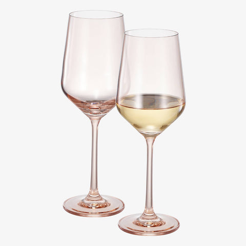Colored Crystal Wine Glass | Set of 2 | Pink