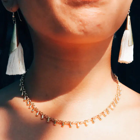 Cream Fringe Earrings