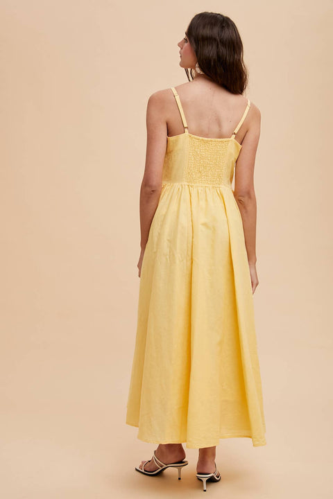 LINEN BLEND BUTTON DRESS