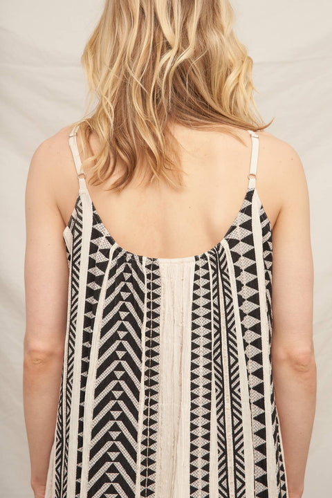 Embroidered Aztec Striped Cami Maxi Dress