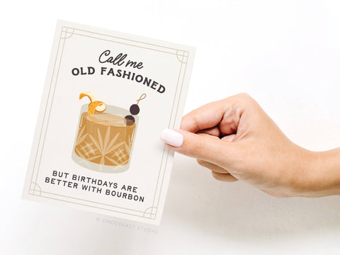 Call Me Old Fashioned Cocktail Greeting Card