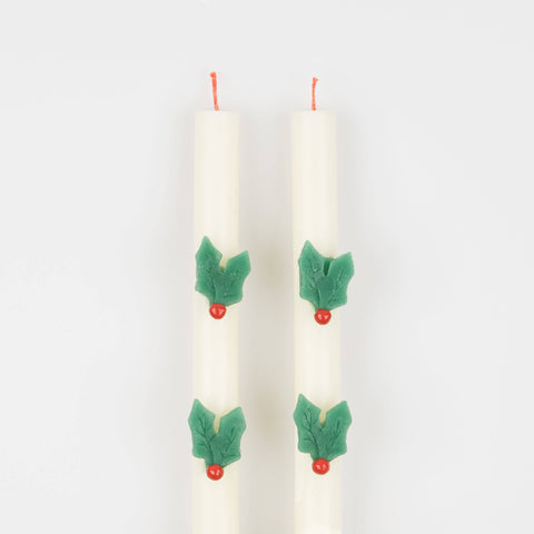 Holly Table Candles