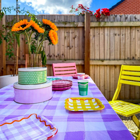 Multicolored Square Summer Plates | 12 Pack |