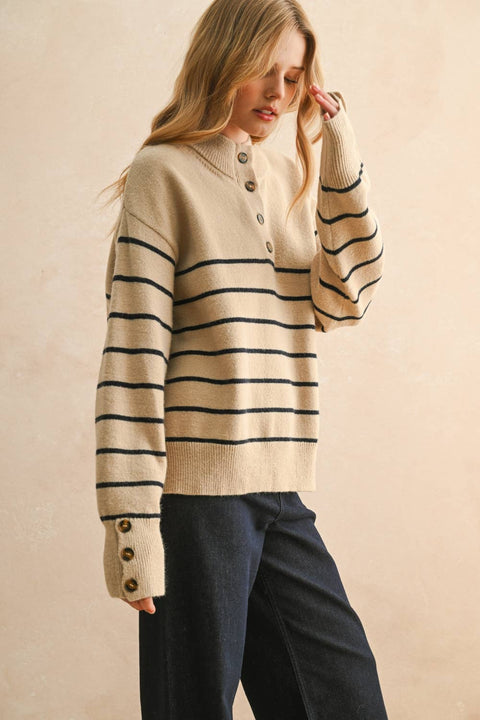 Striped Button Up Sweater